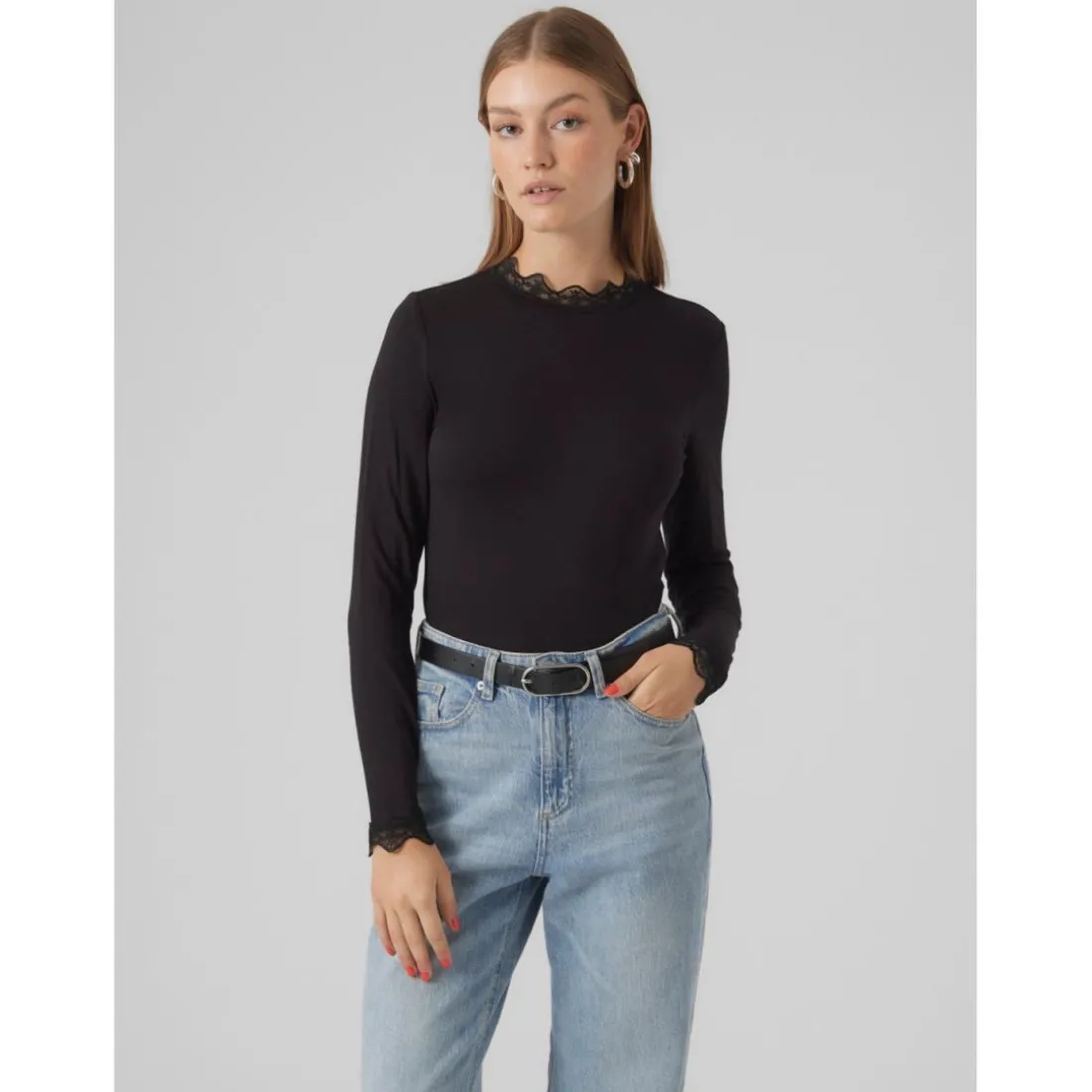 Blouse slim fit noir en viscose