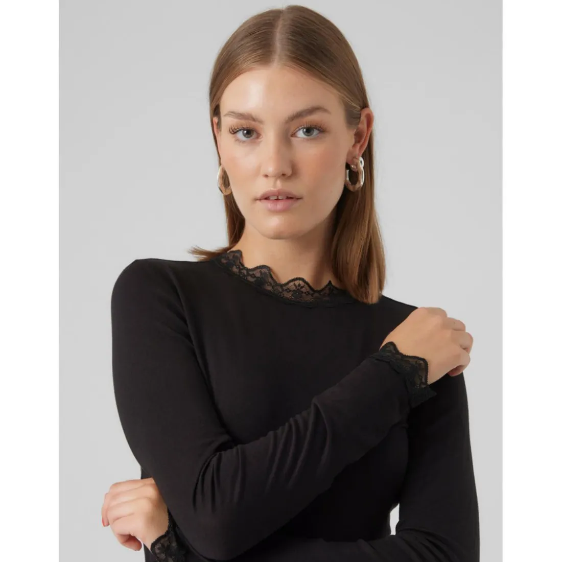 Blouse slim fit noir en viscose