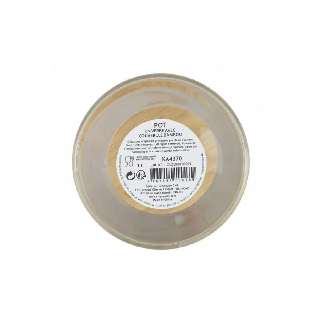 Bocal en verre et bambou 1l CIGLA