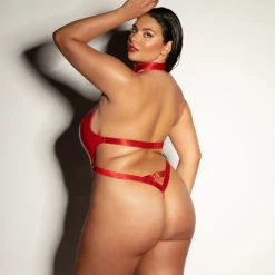 Body avec chaînes dorés - Rouge