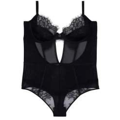 Body string noir dentelle et détails transparent