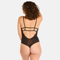 Body string noir dentelle et détails transparent