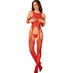 Bodystocking S/M/L - Rouge Obsessive en nylon