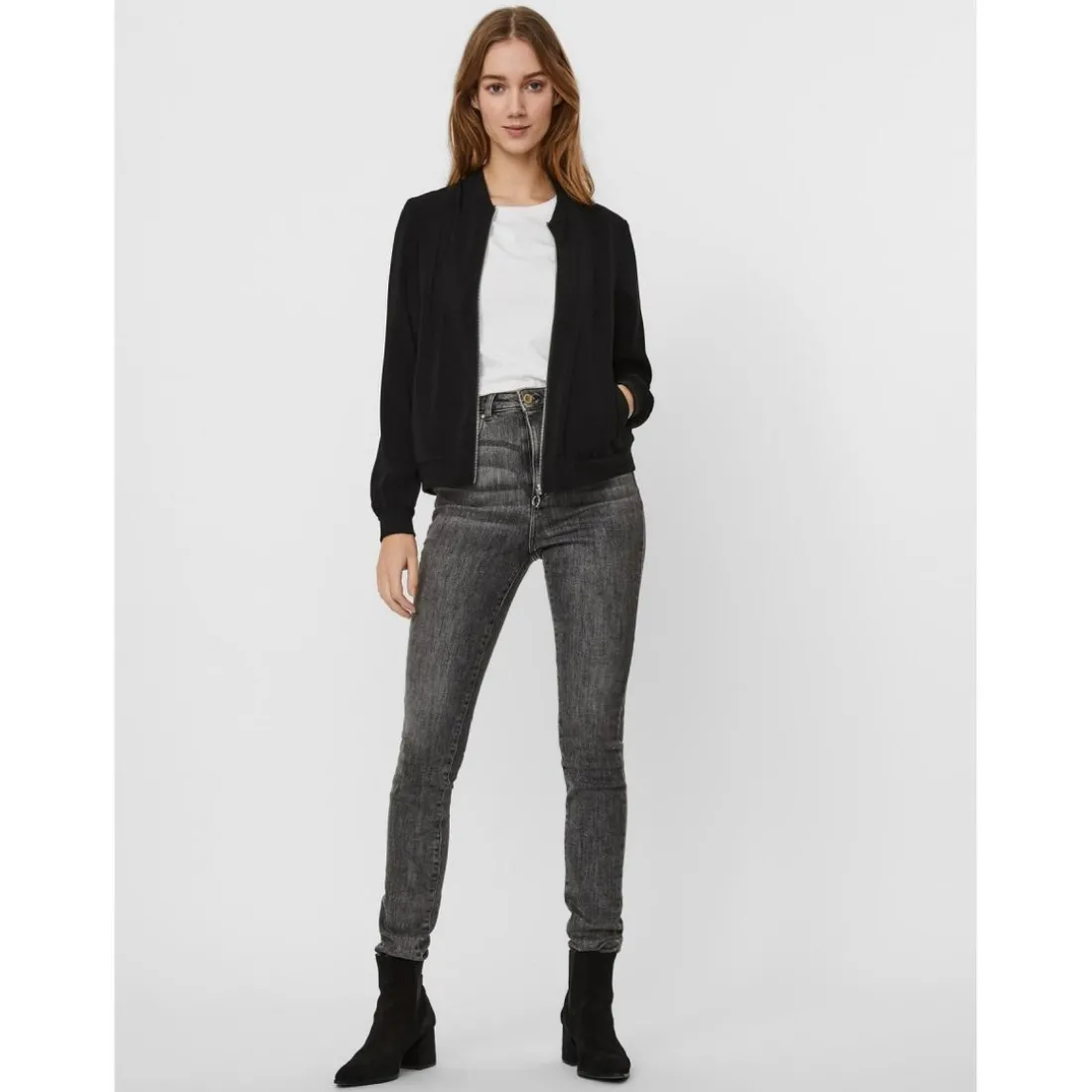 Bombers anti-froid Col rond Manches longues Longueur regular noir