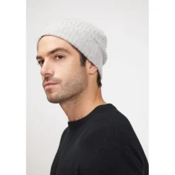Bonnet unisexe en cachemire gris perle