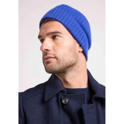 Bonnet unisexe en cachemire bleu roi