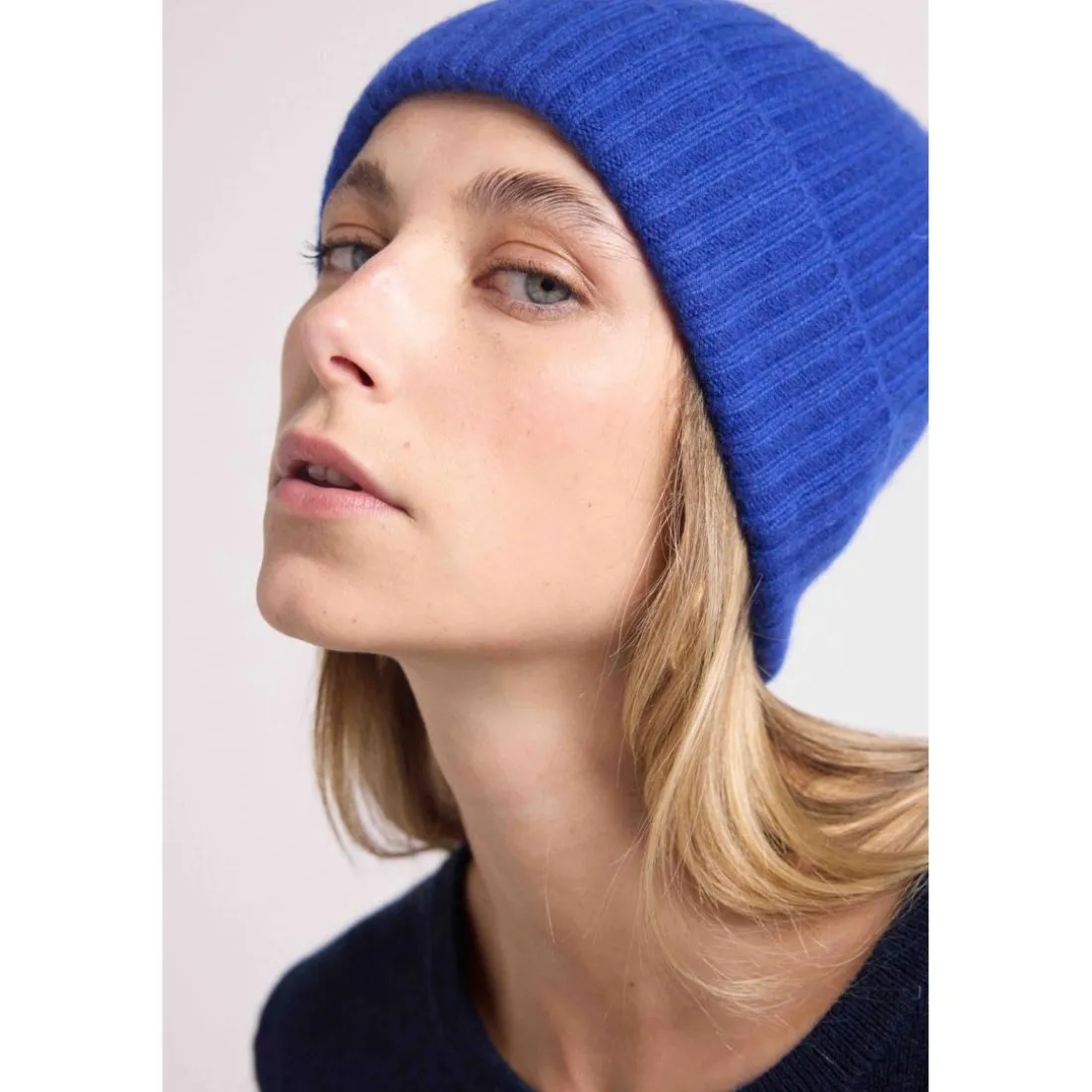 Bonnet unisexe en cachemire bleu roi