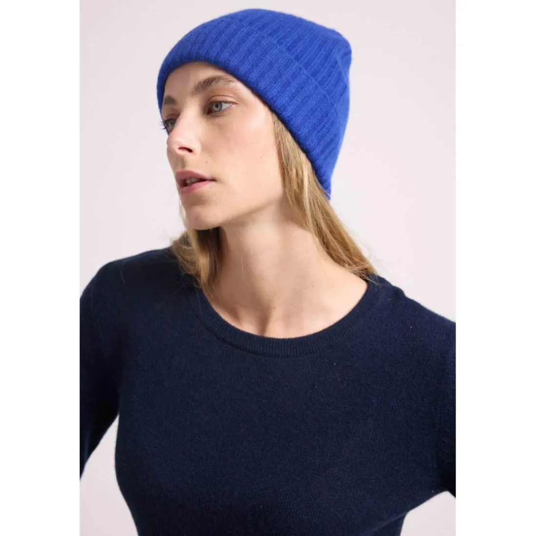 Bonnet unisexe en cachemire bleu roi