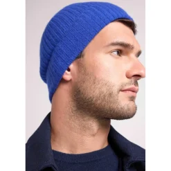 Bonnet unisexe en cachemire bleu roi