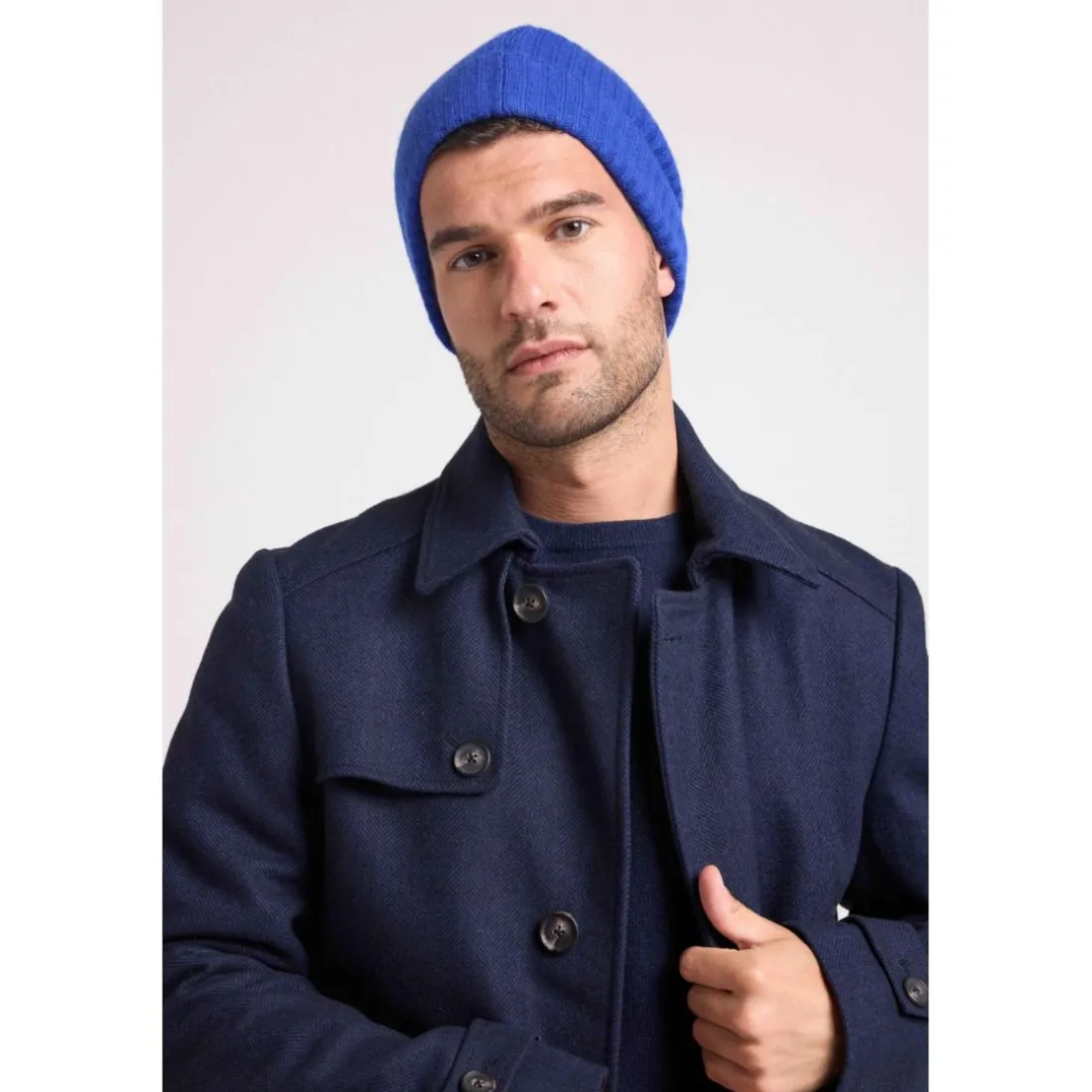 Bonnet unisexe en cachemire bleu roi