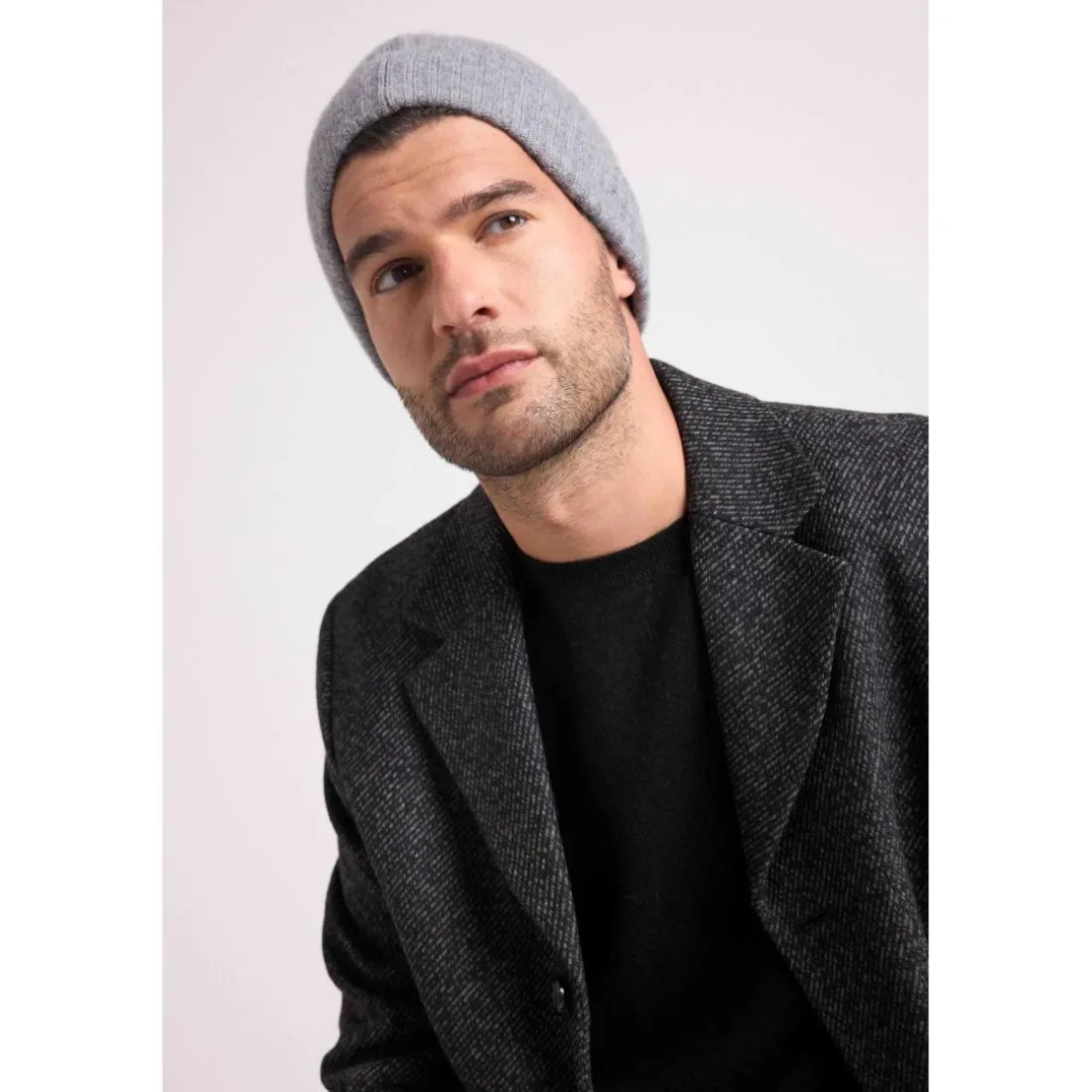 Bonnet unisexe MH-007 en cachemire gris fonce