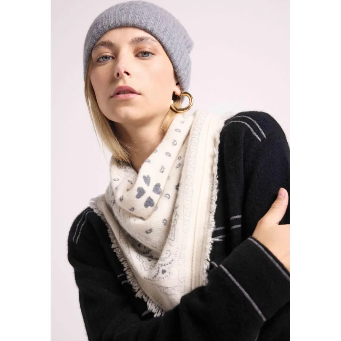 Bonnet unisexe MH-007 en cachemire gris fonce