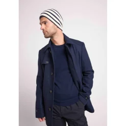 Bonnet unisexe SAILOR en cachemire blanc et bleu marine