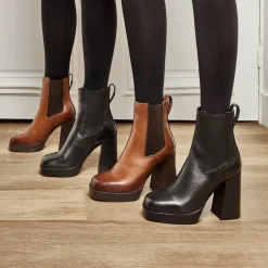 Boots camel VANILLA en cuir