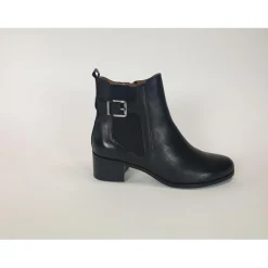 Boots femme en cuir NOIR à talon