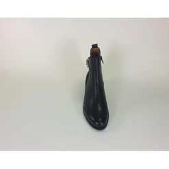 Boots femme en cuir NOIR à talon