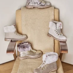 Bottes de neige femme beige léopard LACEN en cuir