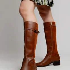 Bottes femme en Cuir DAISIA Cognac