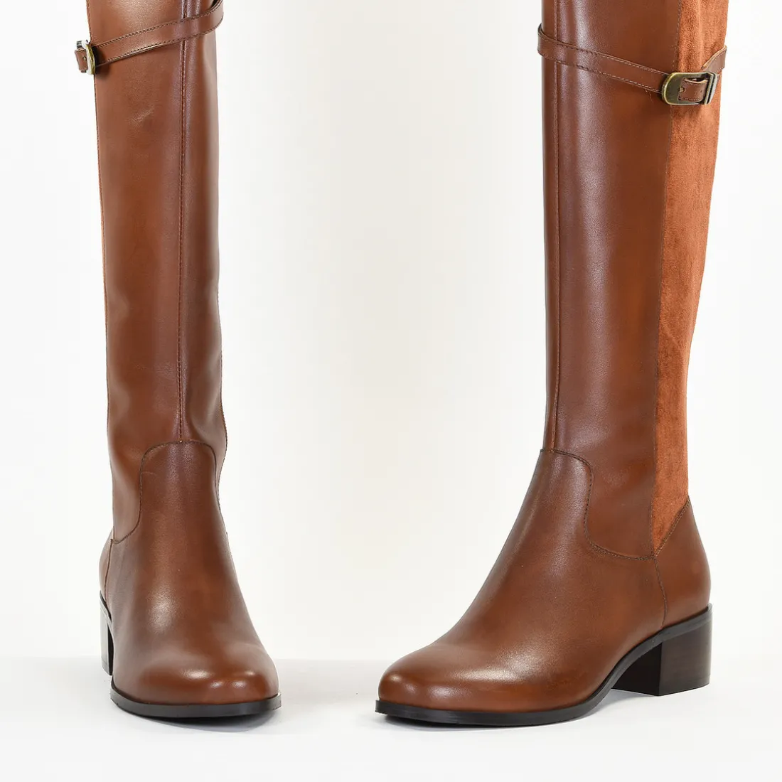 Bottes femme en Cuir DAISIA Cognac