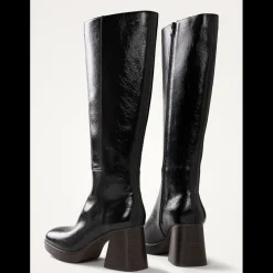 Bottes noires à talon bois