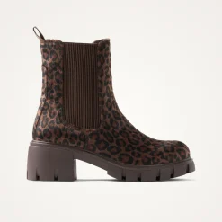 Bottines Chelsea leopards à talon cranté léopard