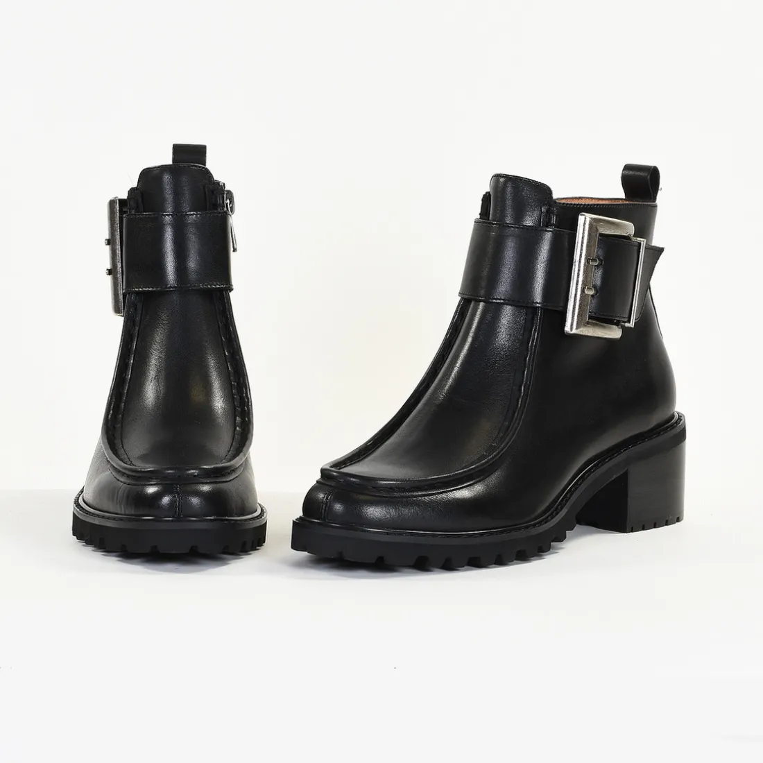 Bottines Femme en Cuir OLEARIA Noir Lisse