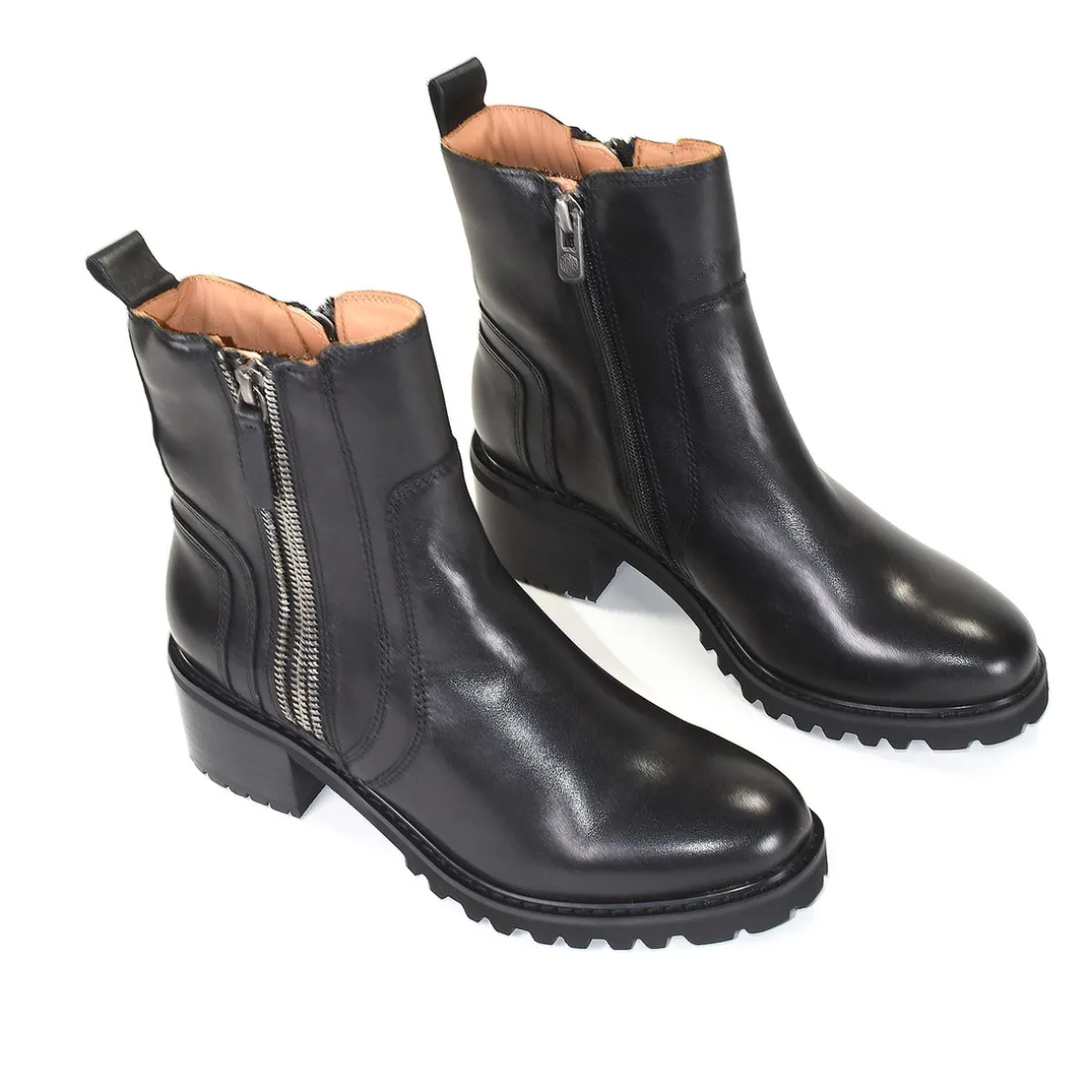 Bottines Femme en Cuir SETTIA Noir Lisse