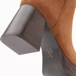 Bottines Marina camel à plateforme et talon bois
