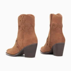 Bottines santiags Clotilde camel à talon