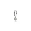 Boucles D'Oreille Edgy Styles Acier Rhodié Et Pampille Perle 24 Mm