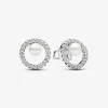 Boucles d'oreilles femme argent sterling avec perle et zircone Pandora Timeless