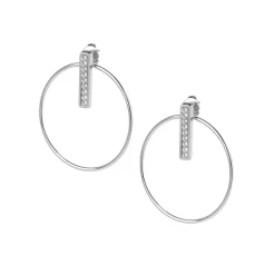 Boucles d'oreilles Les Interchangeables A54282 - Créoles Barette Strassé PM Palladium Cristal Les Interchangeables
