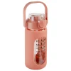 Bouteille en verre et silicone avec paille et housse 1L rose