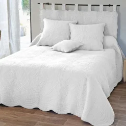 Boutis ou couvre lit uni en coton - Blanc