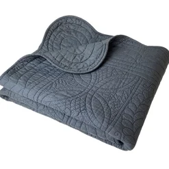 Boutis ou couvre lit uni coton - Gris