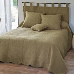 Boutis ou couvre lit uni en coton - Beige