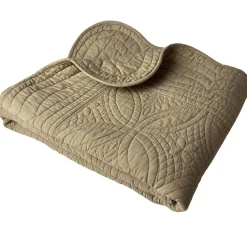 Boutis ou couvre lit uni en coton - Beige