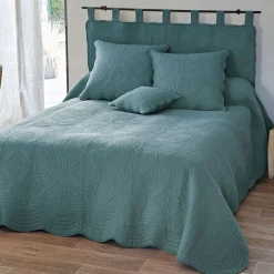 Boutis uni en coton BAILLARGUES bleu canard