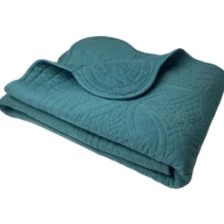 Boutis uni en coton BAILLARGUES bleu canard