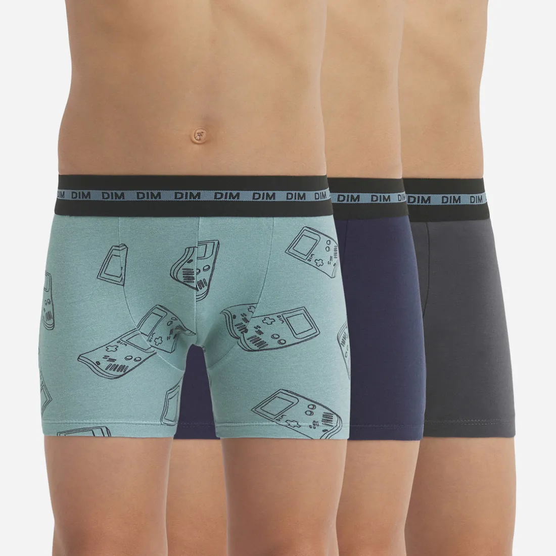Boxer x3 - multicolore en coton bleu nuit/gris foncé