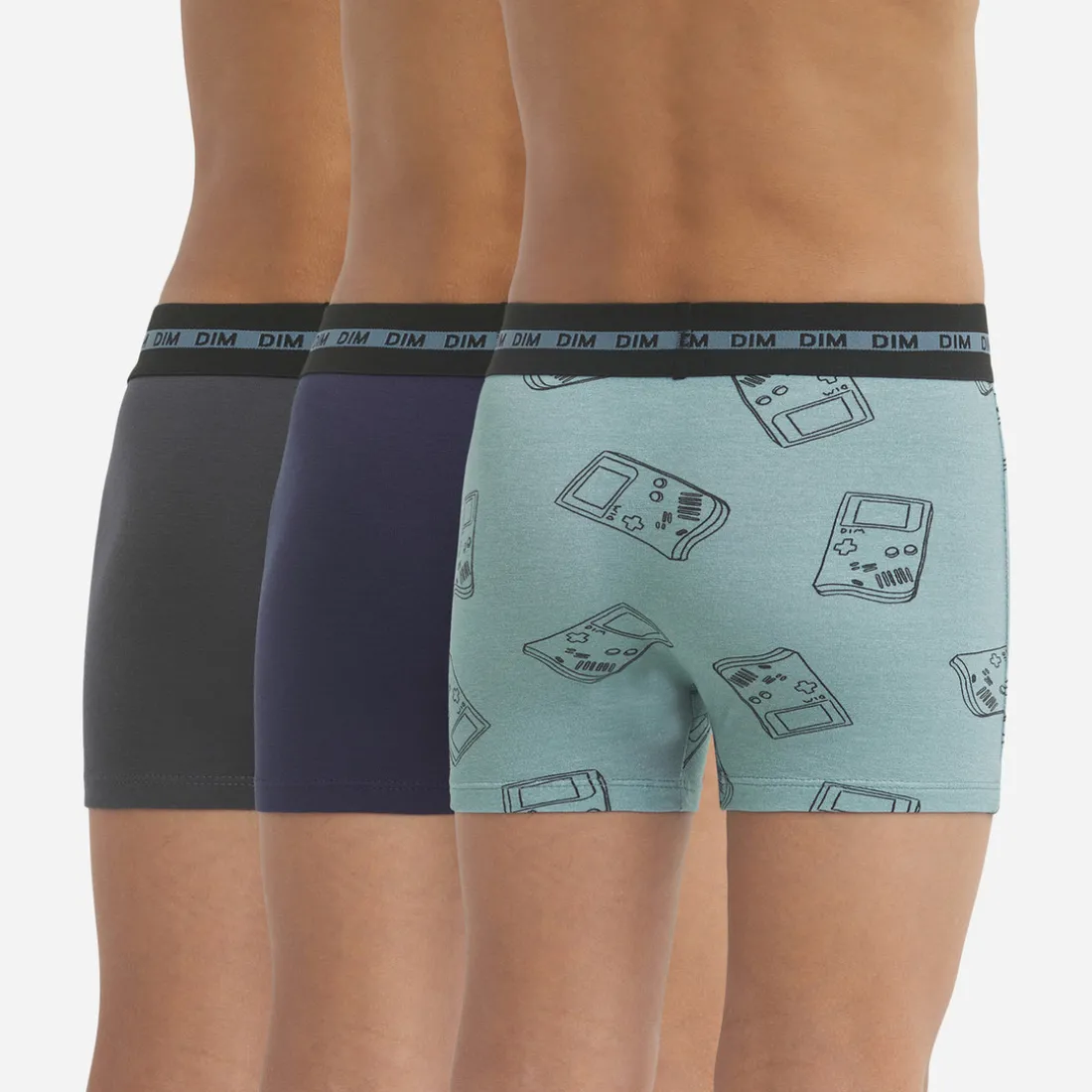 Boxer x3 - multicolore en coton bleu nuit/gris foncé
