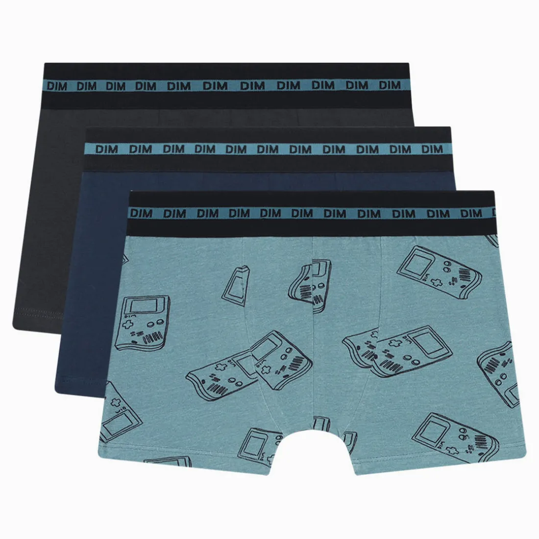 Boxer x3 - multicolore en coton bleu nuit/gris foncé
