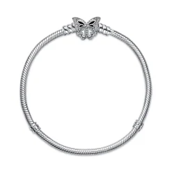 Bracelet Femme Pandora Moments maille serpent & fermoir papillon - Argent