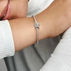Bracelet Femme Pandora Moments maille serpent & fermoir papillon - Argent