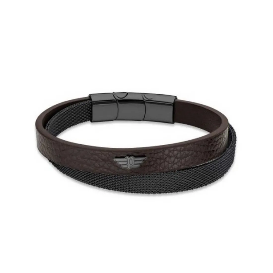 Bracelet Homme Police Bijoux HARDWARE - cuir Marron