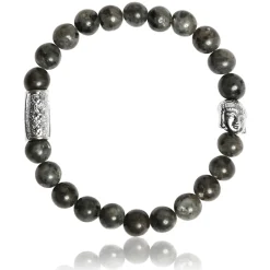 Bracelet Lauren Steven Design ML003 - Bracelet En Pierre Naturelle Larvikite Grise Lauren Steven