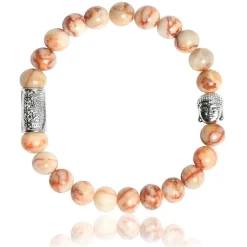 Bracelet Lauren Steven Design ML075 - Bracelet En Pierre Naturelle Jaspe Marbré Beige Lauren Steven