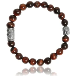 Bracelet Lauren Steven Design ML042 - Bracelet En Pierre Naturelle Oeil de Tigre Rouge Lauren Steven