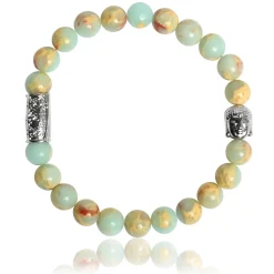 Bracelet Lauren Steven Design ML064 - Bracelet En Pierre Naturelle Jaspe Aqua Terra Blue Lauren Steven