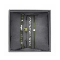 Bracelet Les Interchangeables A38627 - Bracelet Tissu Vert Cristaux Swarovski Les Interchangeables